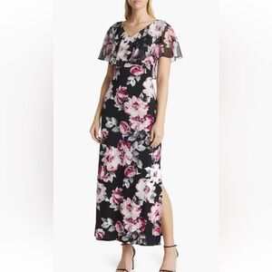 Nordstrom Connected Apparel Floral Print Chiffon Ruffle Dress || Size 12